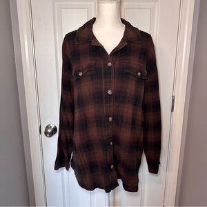Madewell Brown and Black Plaid Shacket